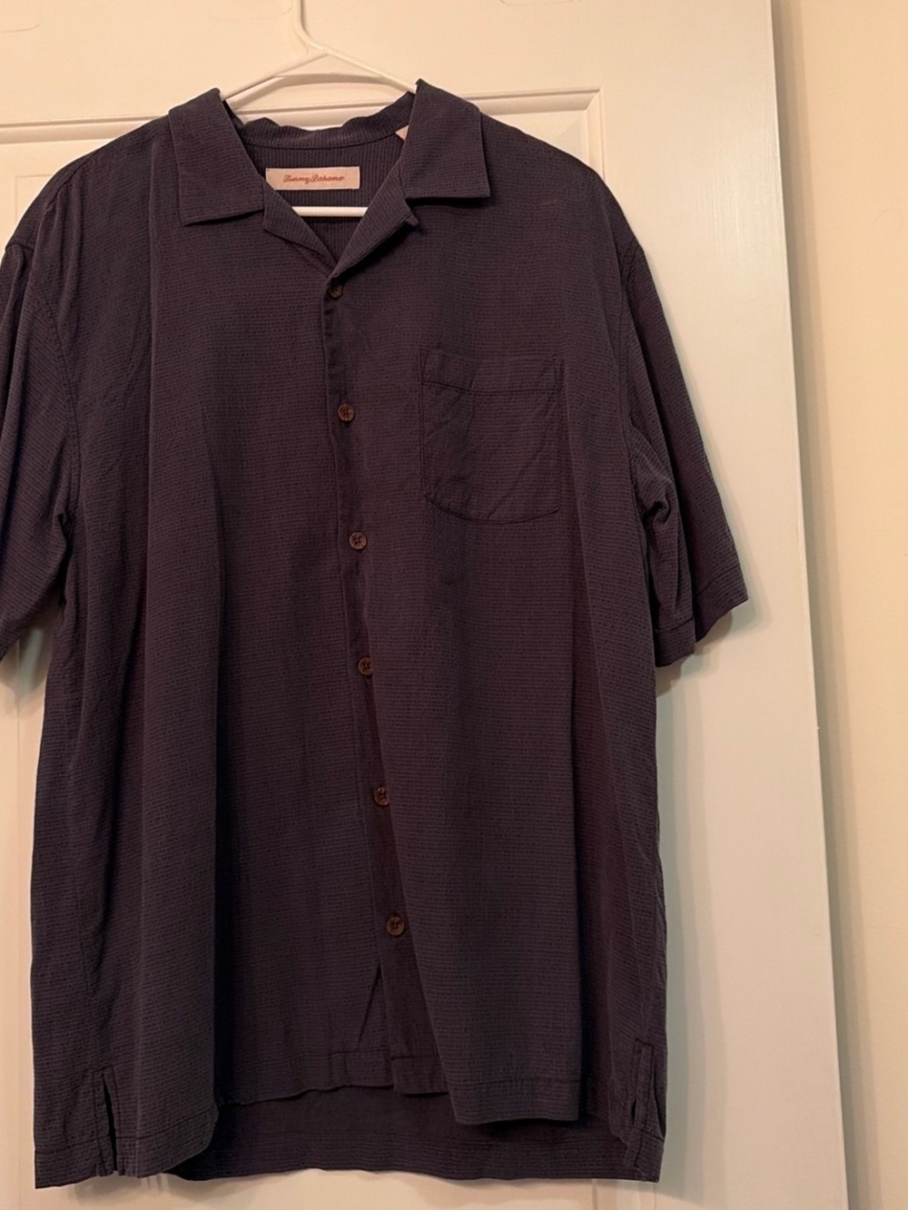 Tommy Bahama Short Sleeve Button-Down Shirt - Navy Blue